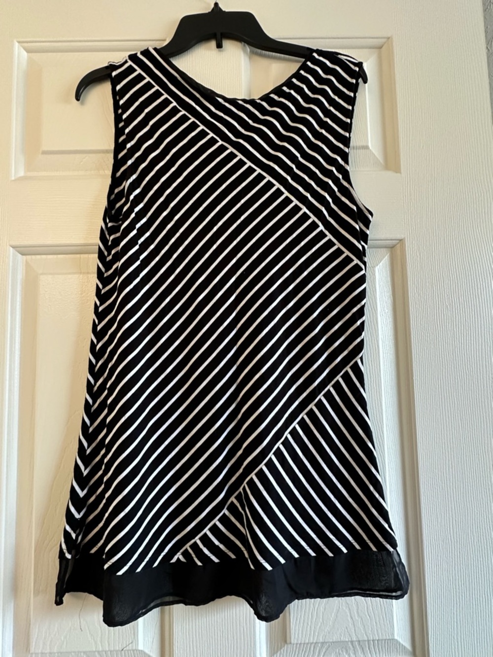 Black & White Diagonal Stripe Sleeveless Tank from White House Black Market